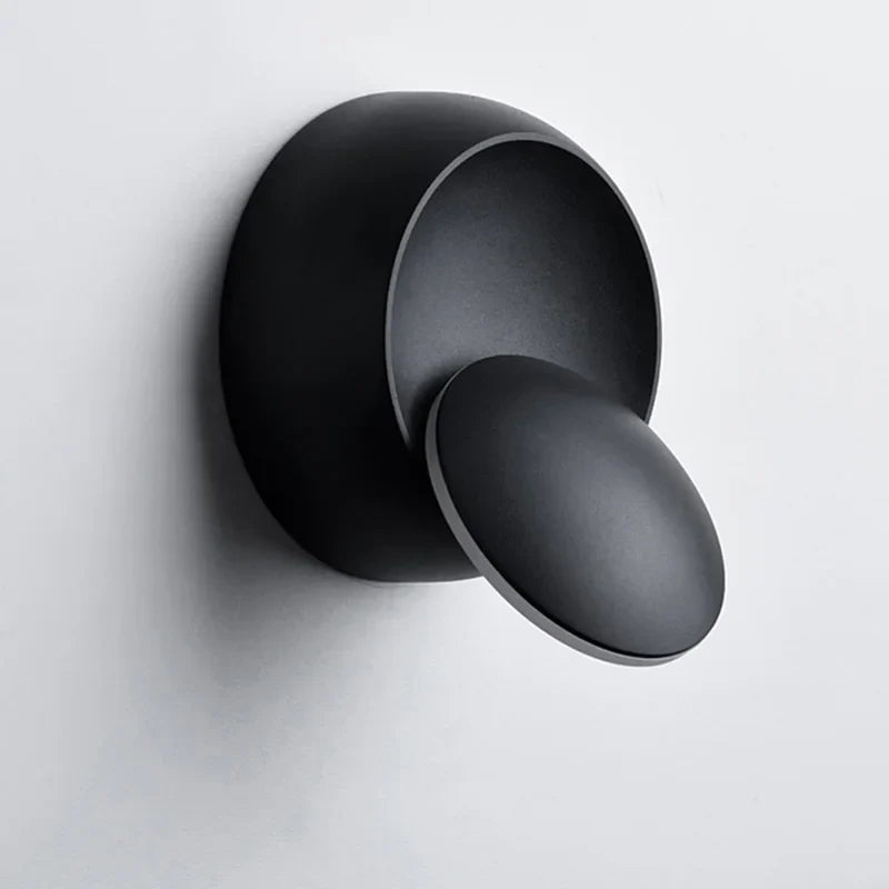 Frisbee LED Wall Sconce 350° Rotation Black White Modern Light