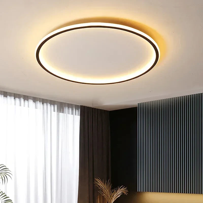 LED Ring Flush Mount Chandelier - Dimmable Ceiling Light Black/White