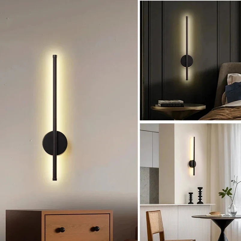 Black Rechargeable LED Wall Light Remote Control Dimmable 3 Modes