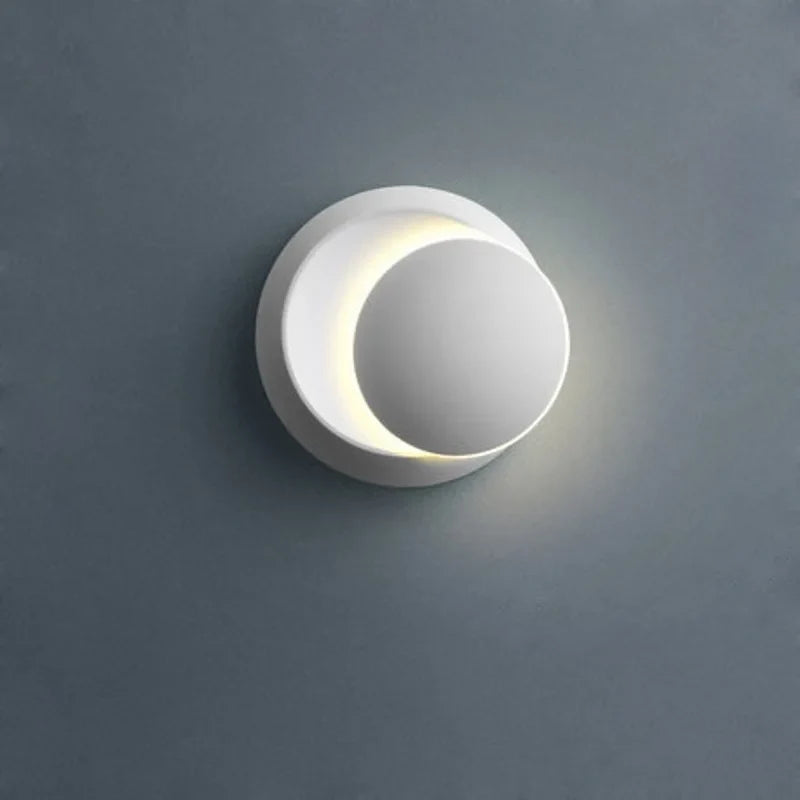 Frisbee LED Wall Sconce 350° Rotation Black White Modern Light