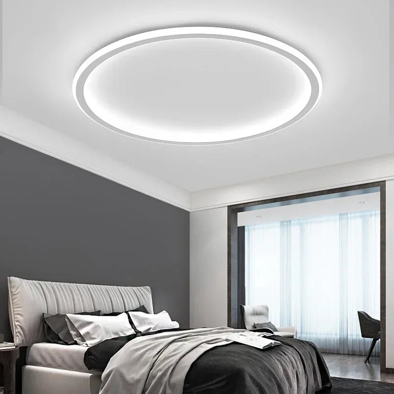 LED Ring Flush Mount Chandelier - Dimmable Ceiling Light Black/White