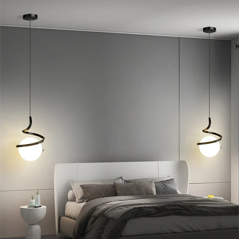 Spiral Globe Pendant Light - Metal & Glass