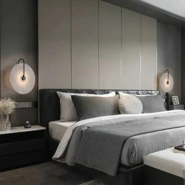 Disc Texture Marble Wall Lamp - Warm LED Light Modern Home Decor