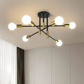 Criss Cross Ceiling Light 6 Bulb E27 Black Semi Flush Modern