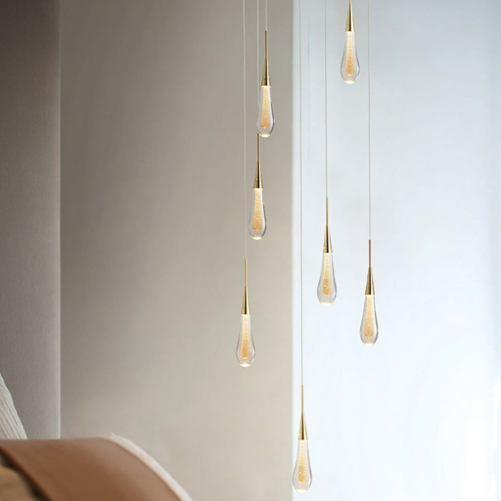 Glass Drop Pendant Light - Warm LED Hanging String Light UK