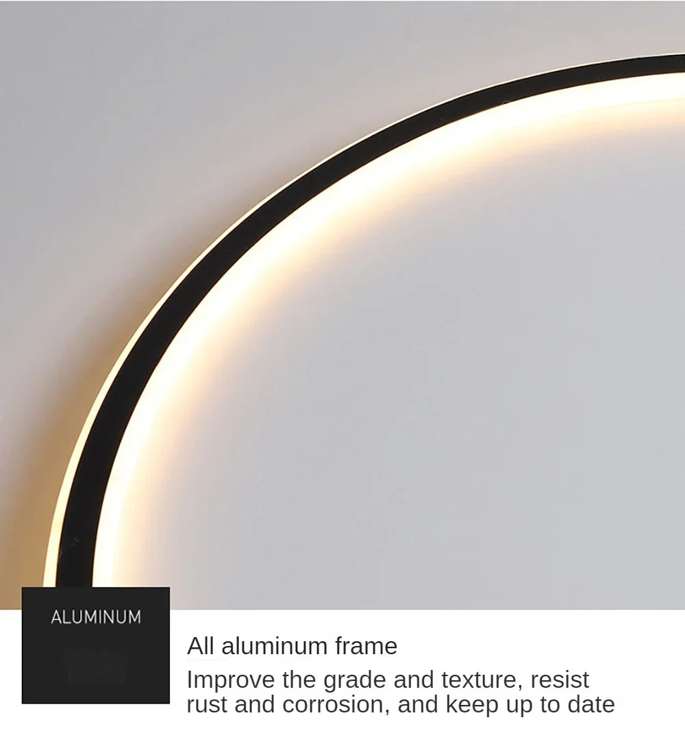 LED Ring Flush Mount Chandelier - Dimmable Ceiling Light Black/White