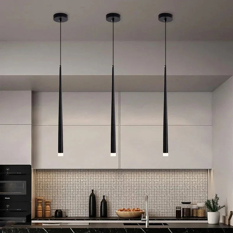 Sleek Drop Pendant Light - LED Integrated Adjustable Height Warm Light