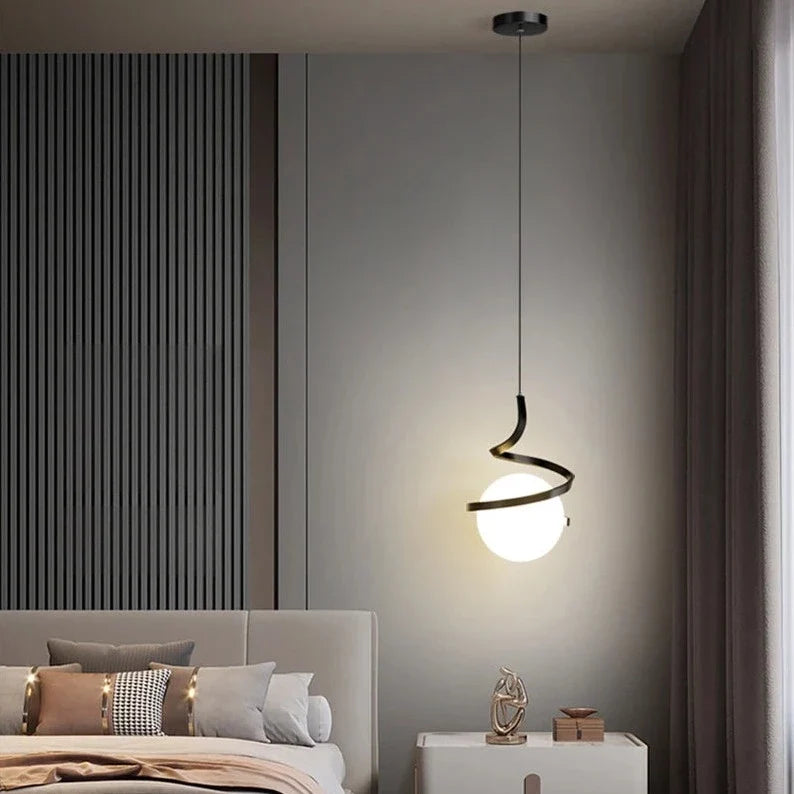 Spiral Globe Pendant Light - Metal & Glass
