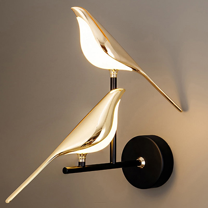 Double Chirpy LED Bird Nursery Wall Light - Hardwired Ambient
