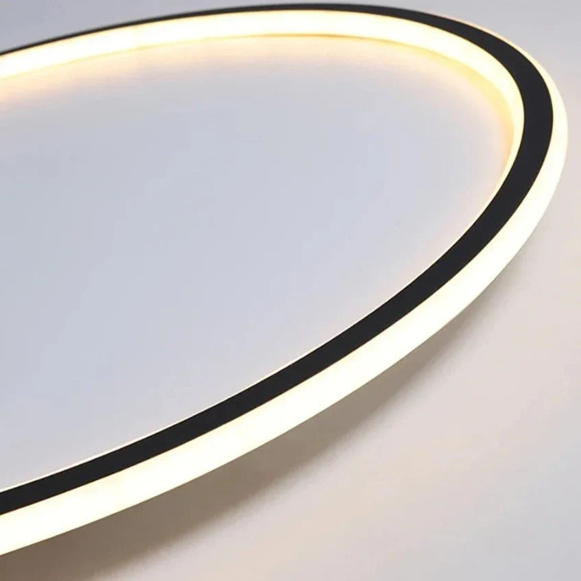 LED Ring Flush Mount Chandelier - Dimmable Ceiling Light Black/White