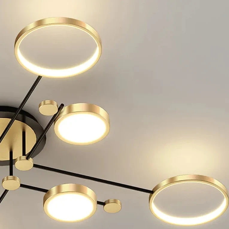 Chemistry Flush Mount Chandelier Gold LED 130cm Low Ceiling Light