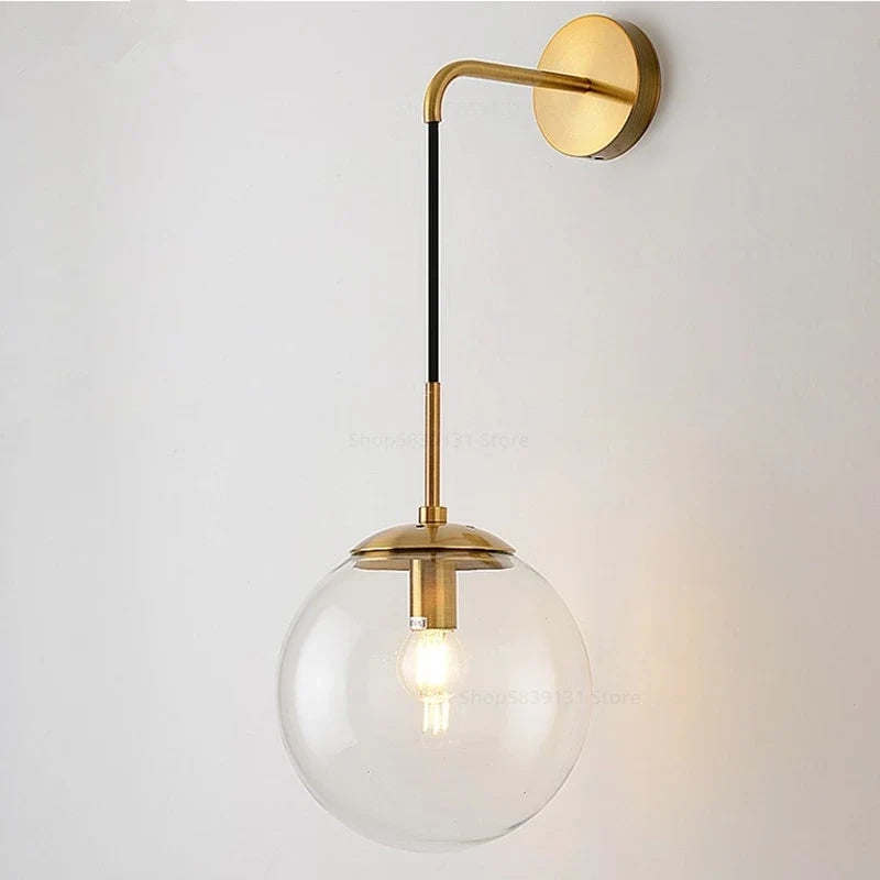 Sizzle Mid-Century Glass Globe Hanging Wall Light - Amber/Smoke/Clear