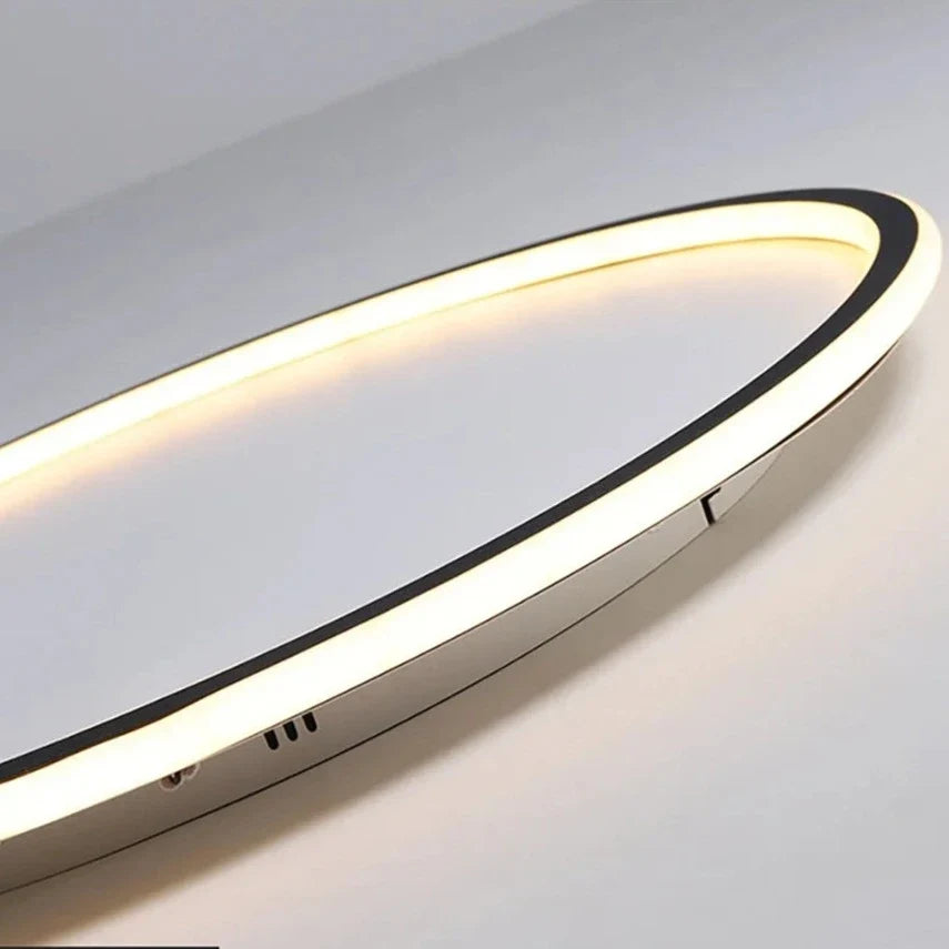 LED Ring Flush Mount Chandelier - Dimmable Ceiling Light Black/White