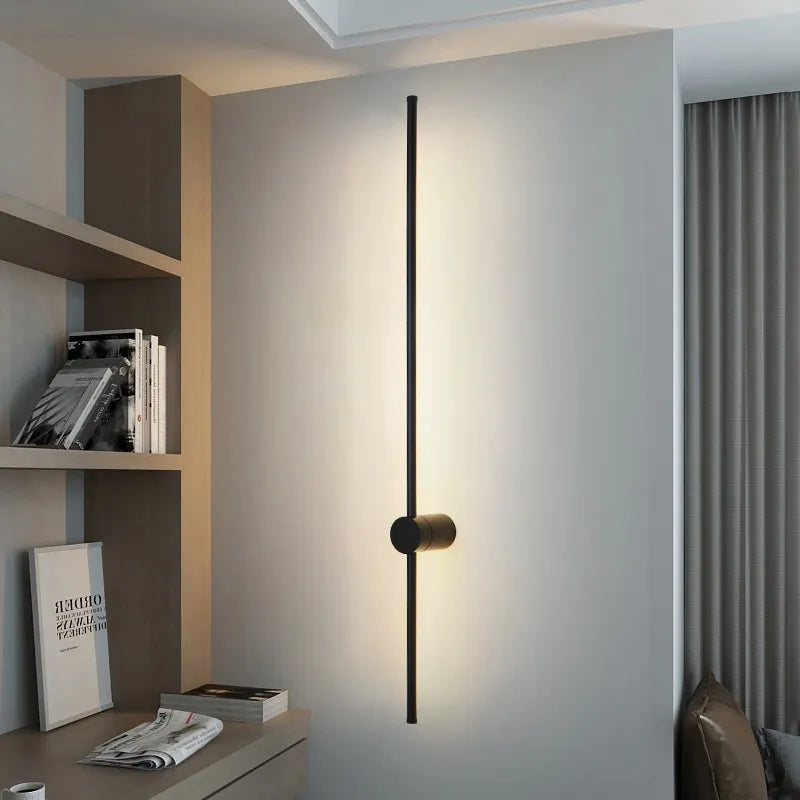 Black LED Wall Light - Warm Modern Bedroom Lounge Lamp Easy Install