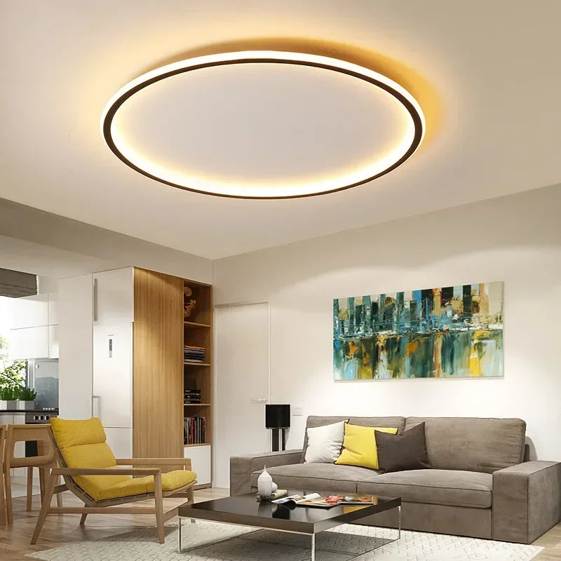 LED Ring Flush Mount Chandelier - Dimmable Ceiling Light Black/White