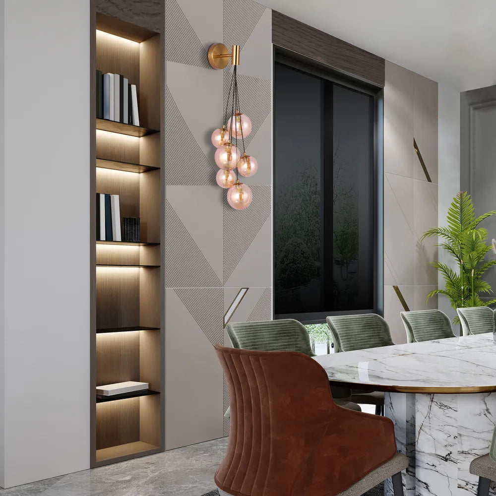 Cluster Globe Cascade Wall Light - Triple Glass Vanity Sconce Statement