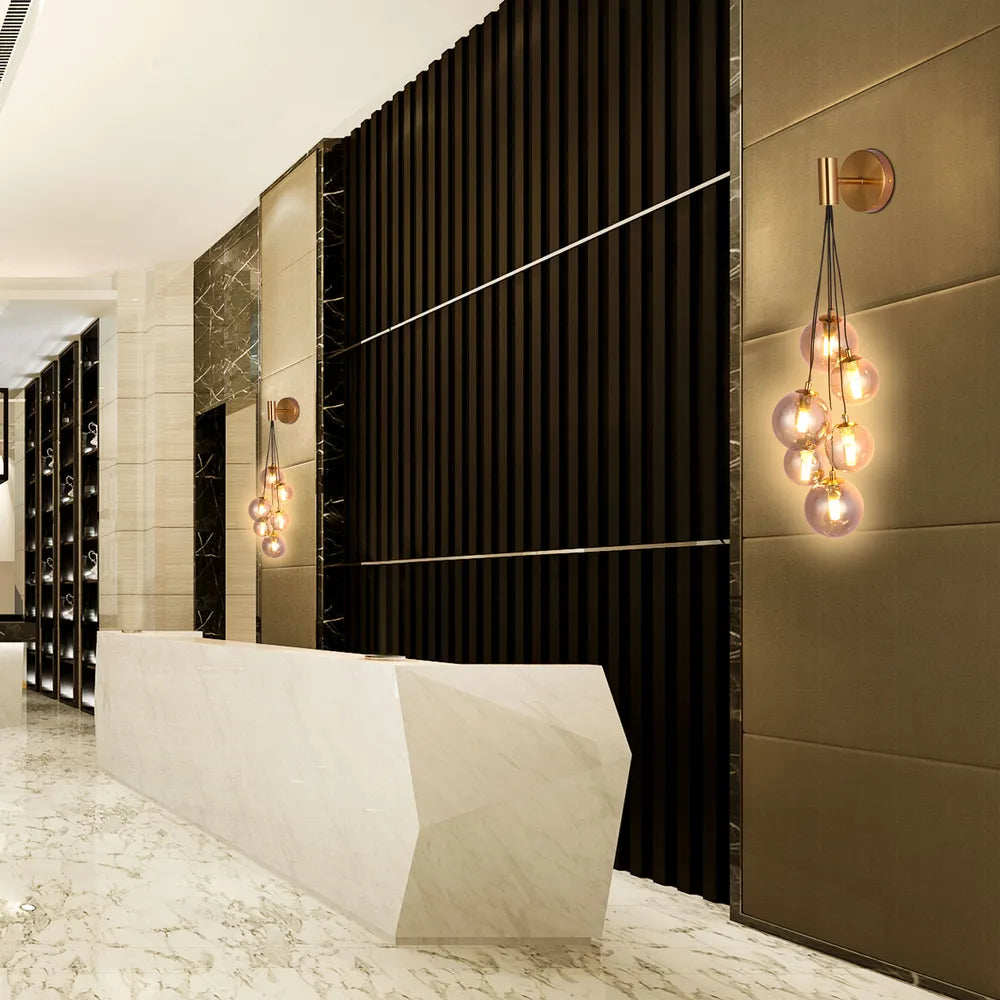 Cluster Globe Cascade Wall Light - Triple Glass Vanity Sconce Statement