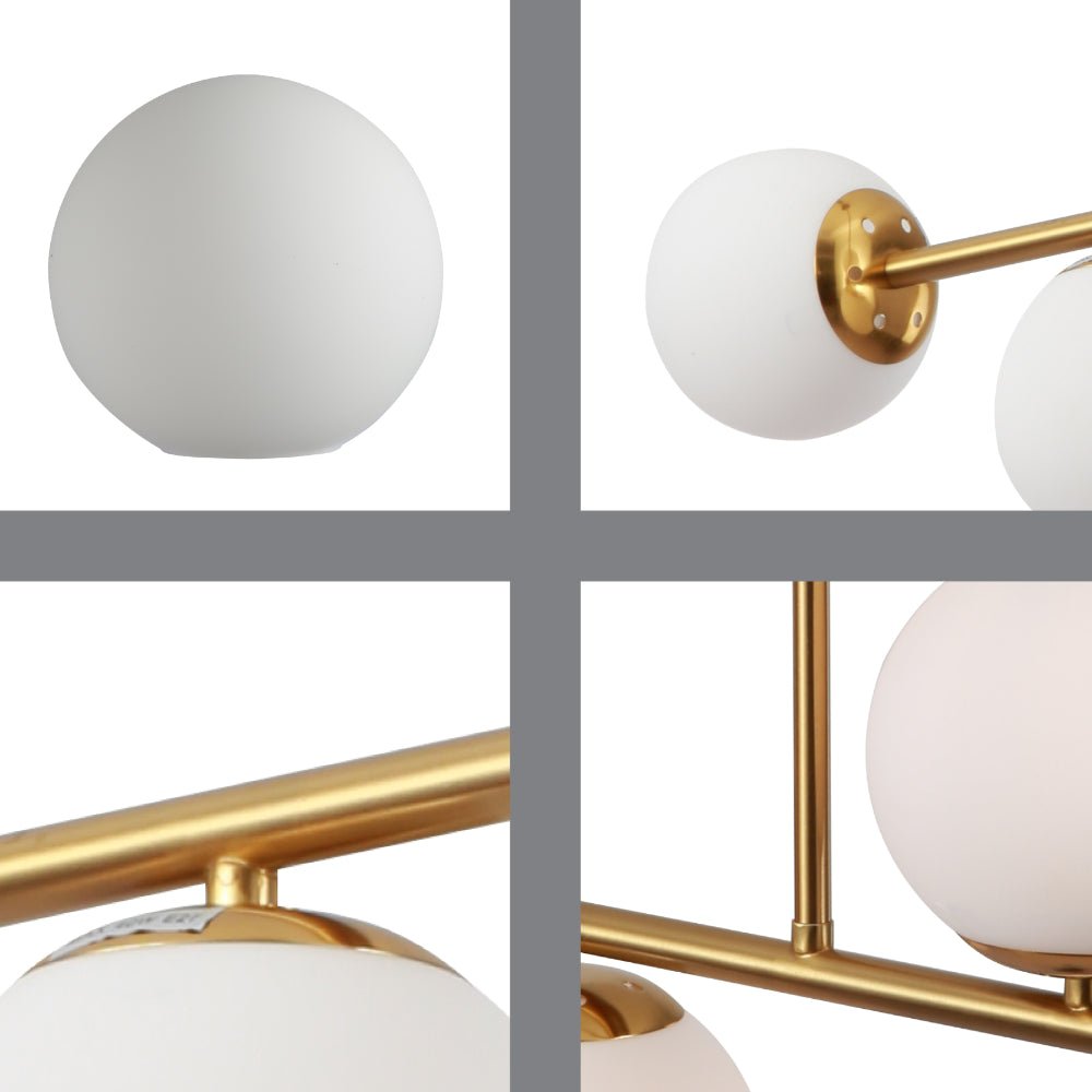 4 Opal Globe Cluster Ceiling Light - Gold E27 Modern Bedroom Dining Pendant
