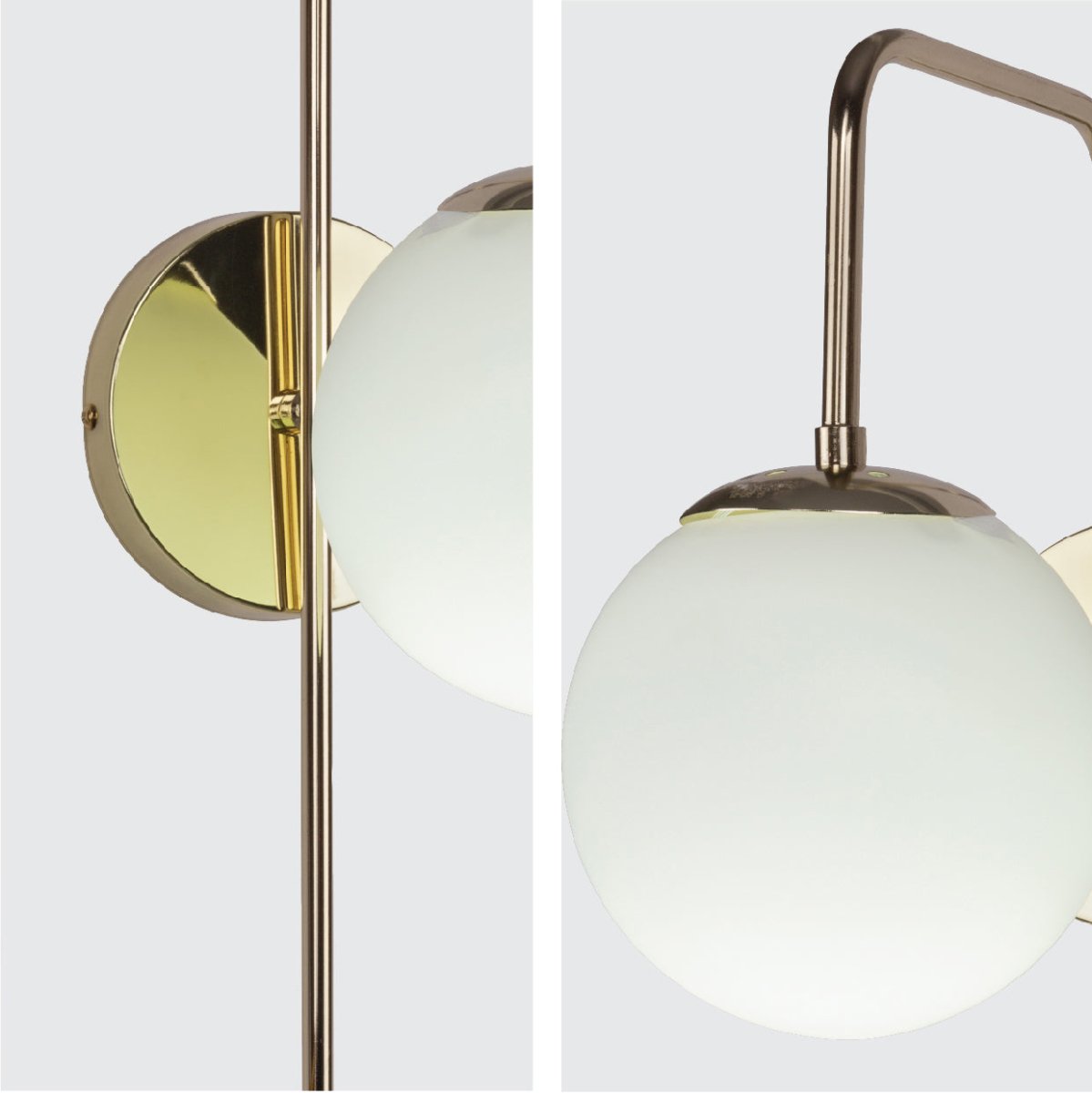 Opal Globe Bedside Wall Light - Bronze Stem E27 Reading Sconce