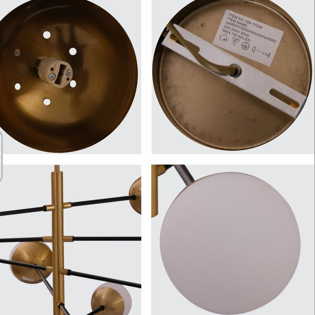 10 Opal Globe Nordic Chandelier - Gold Sputnik Sphere G9 Statement Ceiling Light