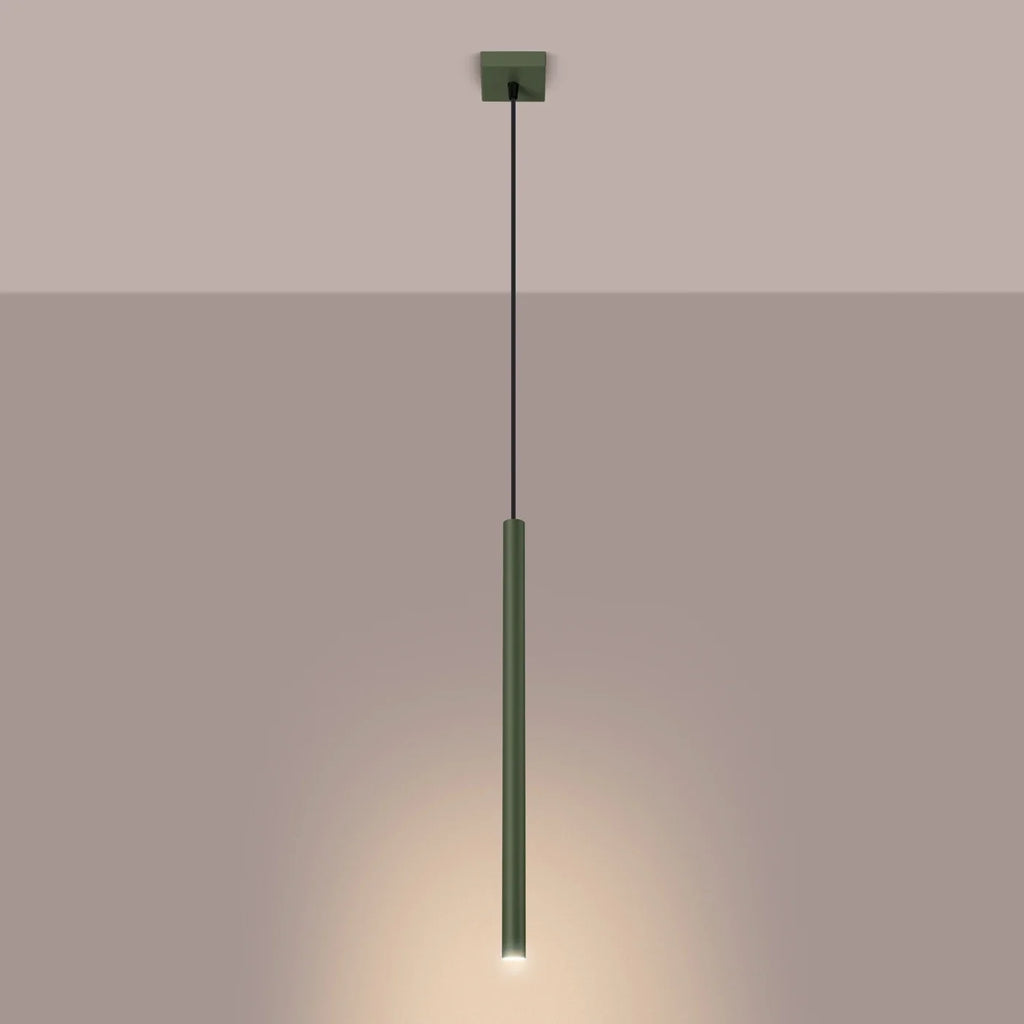 Trip Olive Green Pendant Light - Modern Cylindrical Kitchen Island