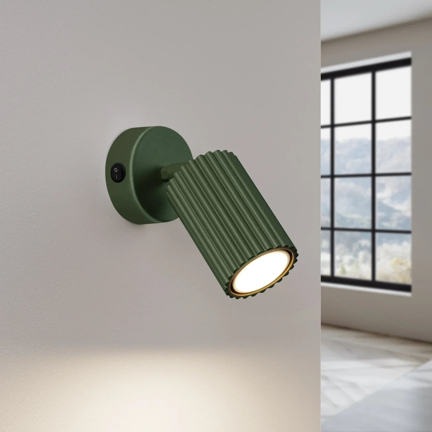 Fence Wall Light with Switch - Modern Ribbed Metal Bedside Lamp
