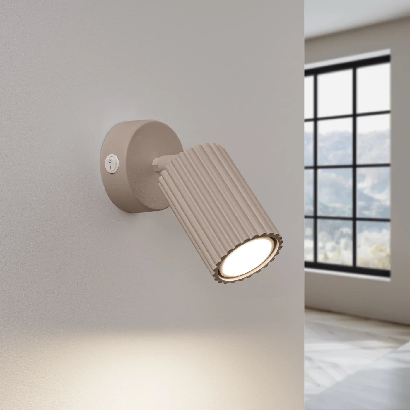 Fence Wall Light with Switch - Modern Ribbed Metal Bedside Lamp