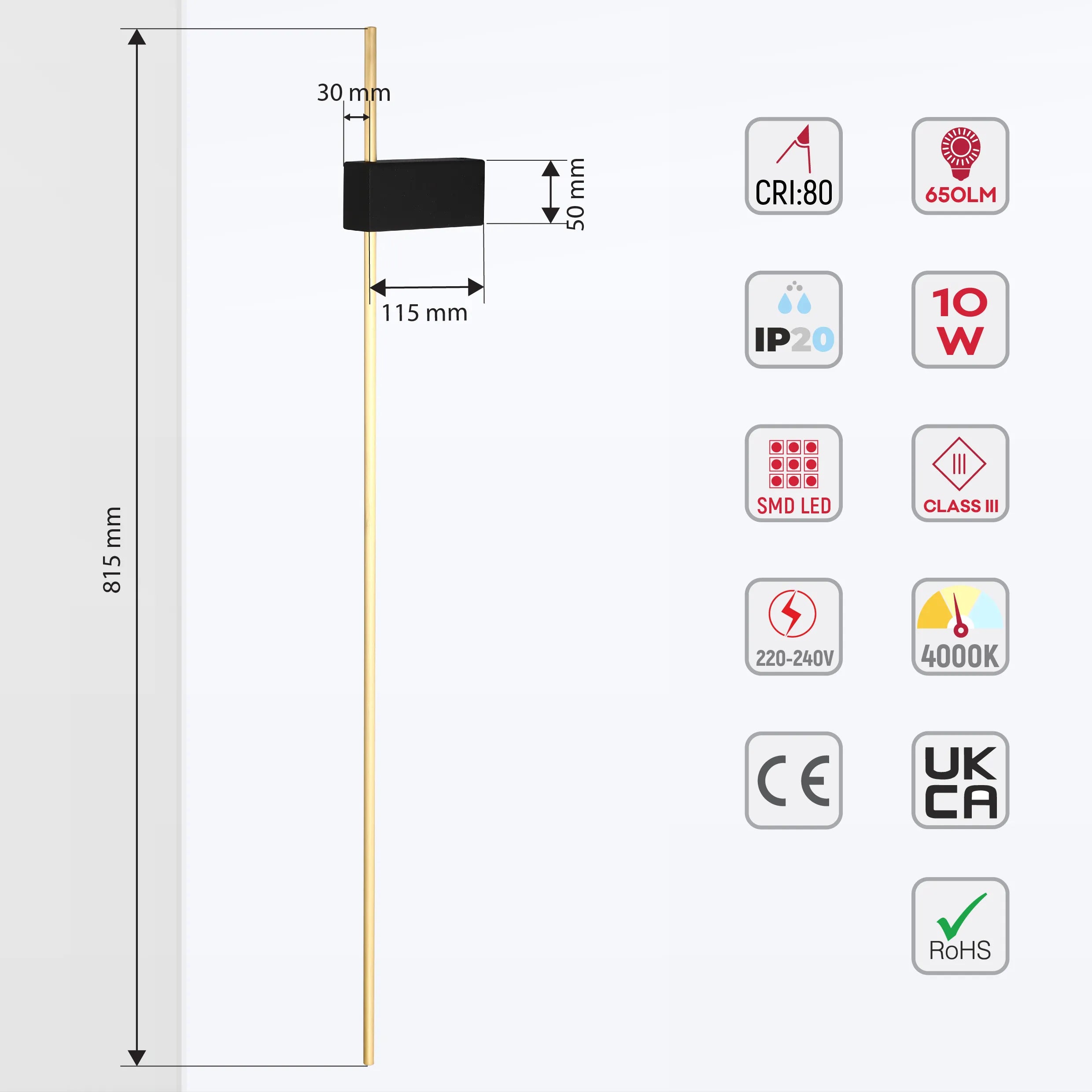 Aurora Linear LED Wall Light - Dimmable Black Gold Hallway Picture