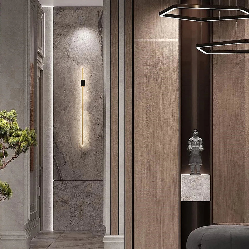 Aurora Linear LED Wall Light - Dimmable Black Gold Hallway Picture