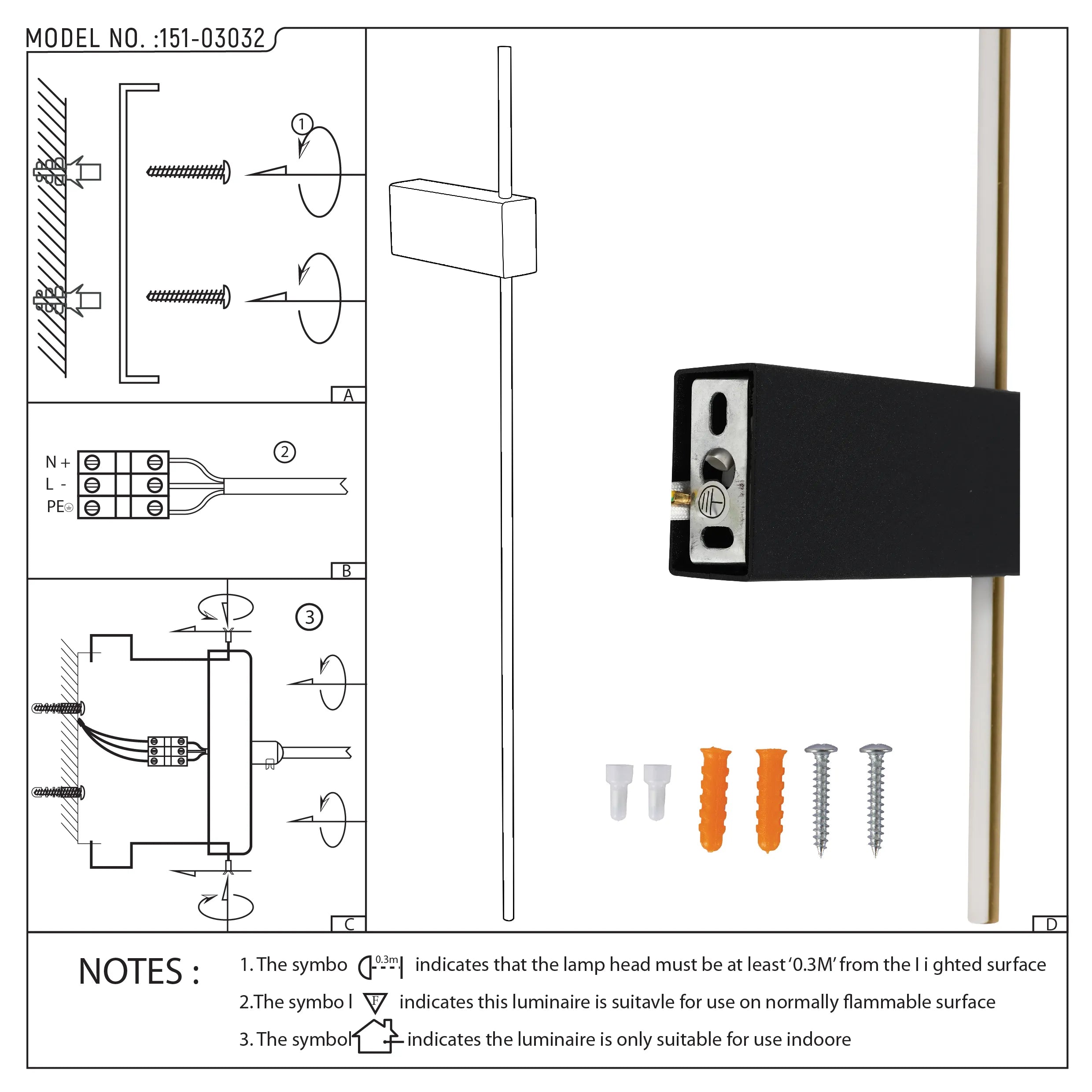 Aurora Linear LED Wall Light - Dimmable Black Gold Hallway Picture