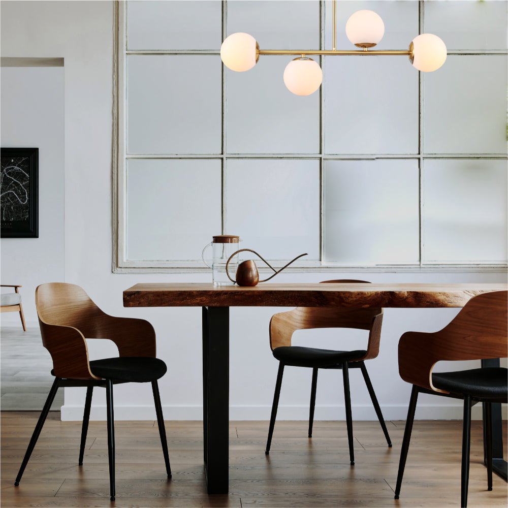 4 Opal Globe Cluster Ceiling Light - Gold E27 Modern Bedroom Dining Pendant