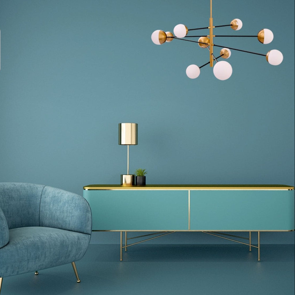 10 Opal Globe Nordic Chandelier - Gold Sputnik Sphere G9 Statement Ceiling Light