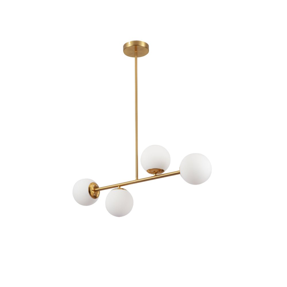 4 Opal Globe Cluster Ceiling Light - Gold E27 Modern Bedroom Dining Pendant