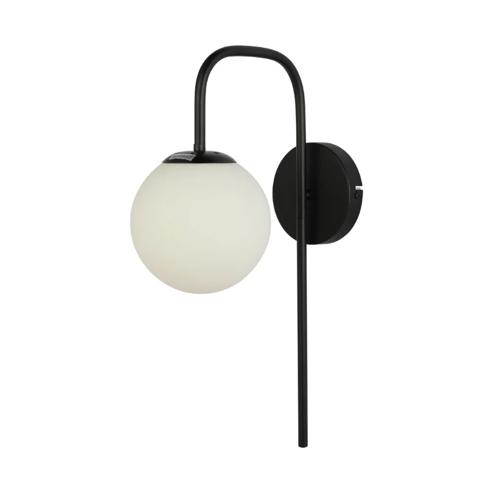 Opal Globe Bedside Wall Light - Bronze Stem E27 Reading Sconce